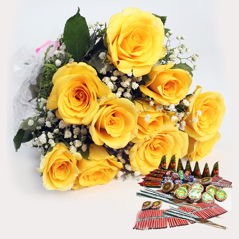 Yellow Roses Bouquet with Crackers