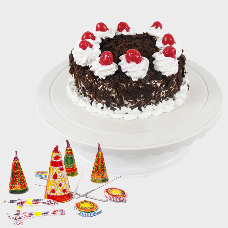 Black Forest Cake with Firecrackers Diwali Combo