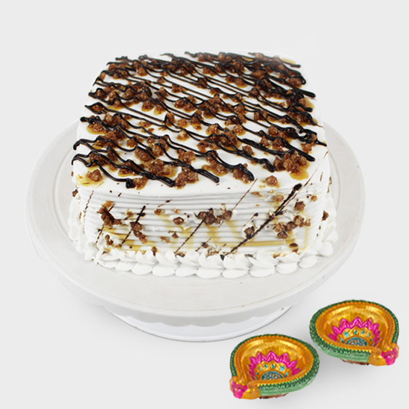 1 kg Butterscotch Cake with  Diwali Diyas