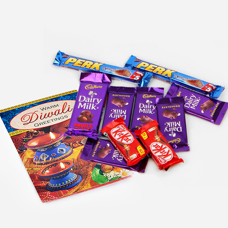 Assorted Cadbury Chocolates with Diwali Wishes Card