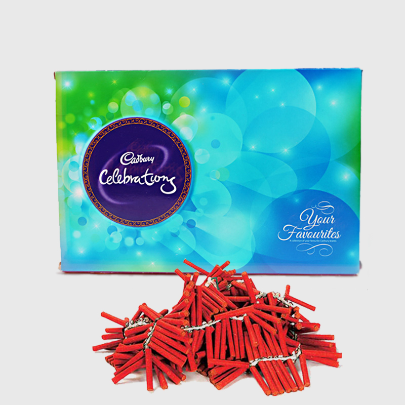 Diwali special Cadbury Celebration Chocolate Pack with Red Fire crackers