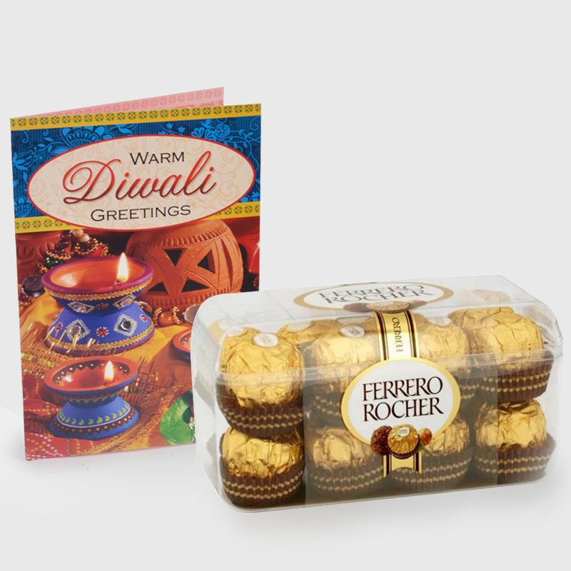 Corporate  Diwali Gifting of Ferrero Rocher Chocolates with Diwali Card