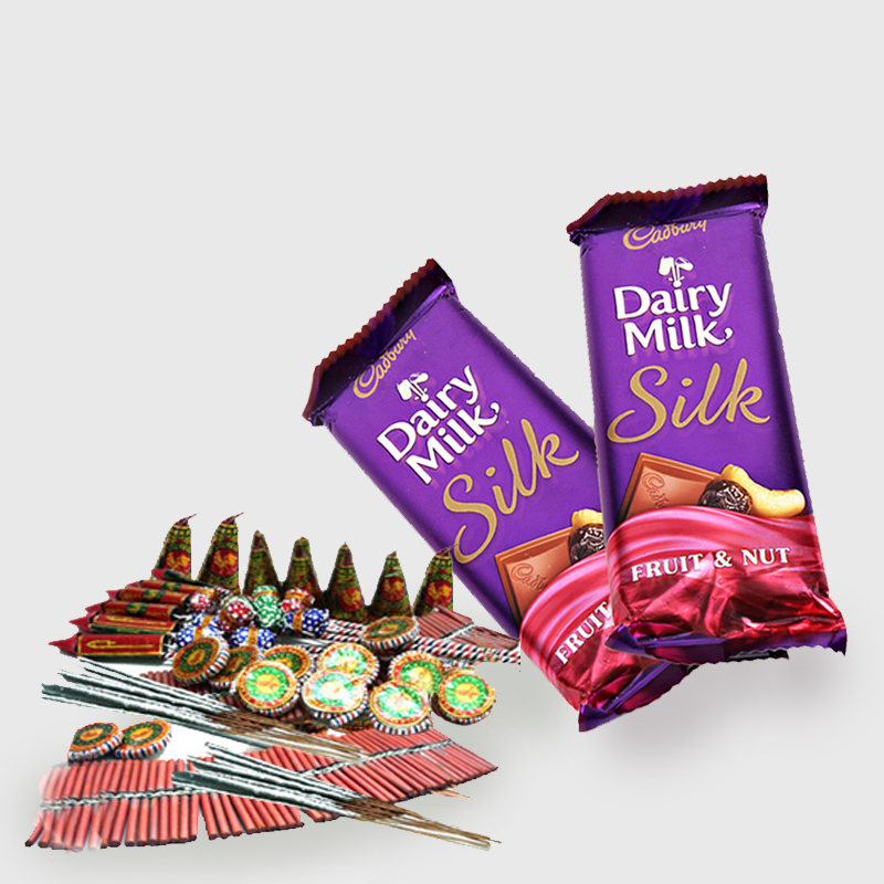 2 Bar of Dairy milk Silk with Diwali Fire Cracker