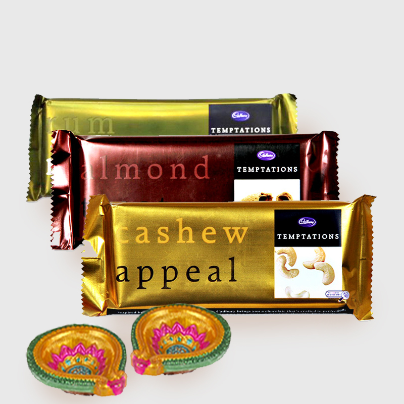 3 Bars of Cadbury Temptation with Diwali Diya