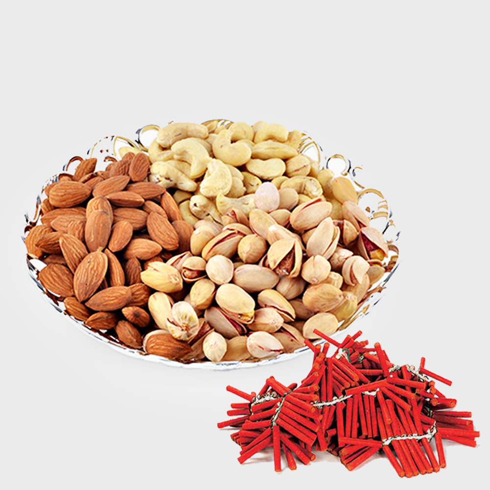 Diwali Combo of Assorted Dryfruits with Red Firecrackers
