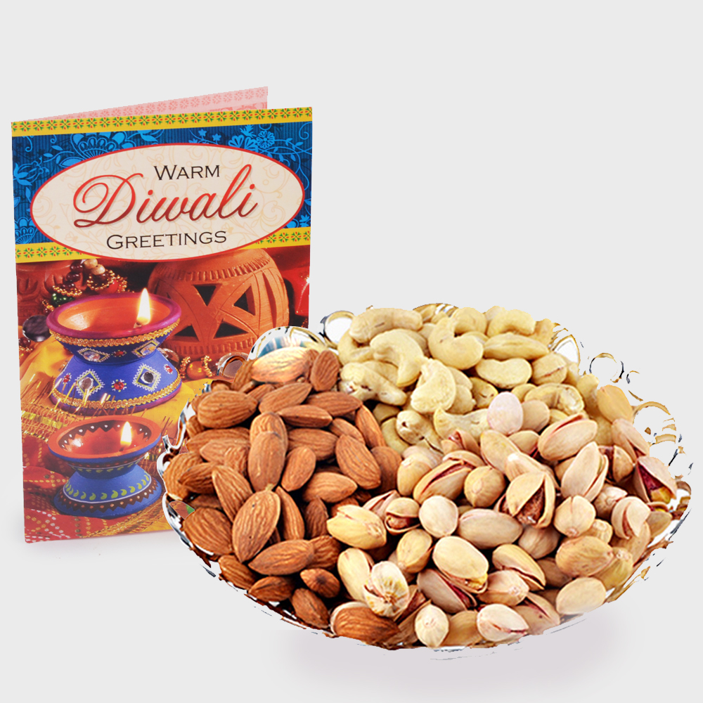Assorted Dryfruits with Diwali Card