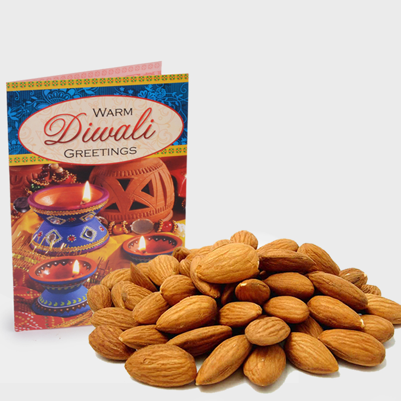 Pack of Almond with Diwali Card