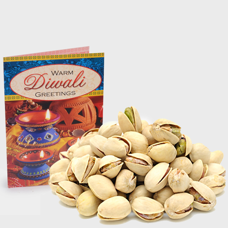 Pack of Pista with Diwali Card