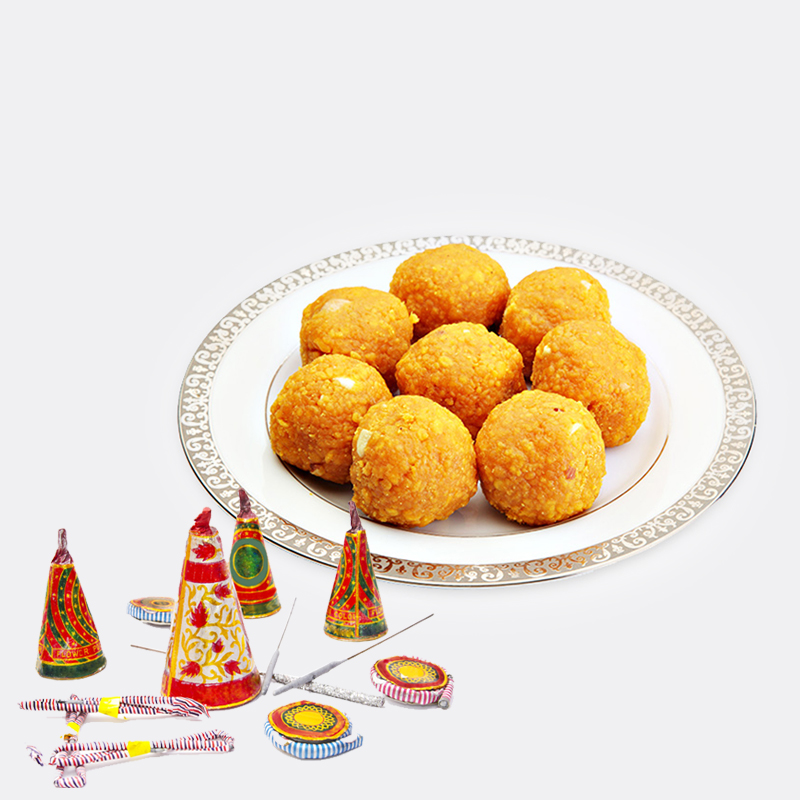 Bundi Ladoo with Diwali Fire Cracker