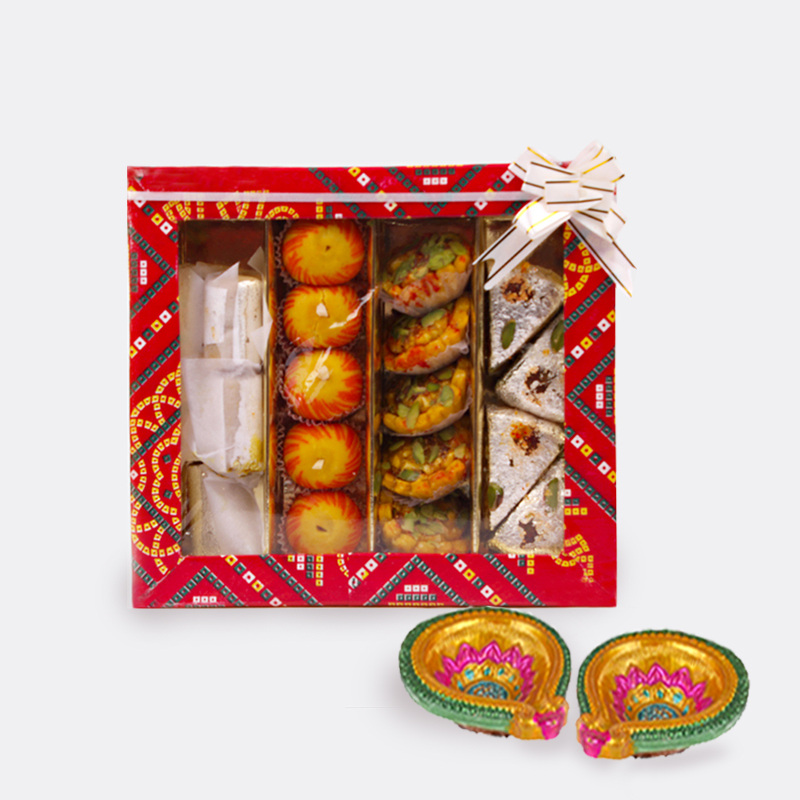 Assorted Sweet with Diwali Diya