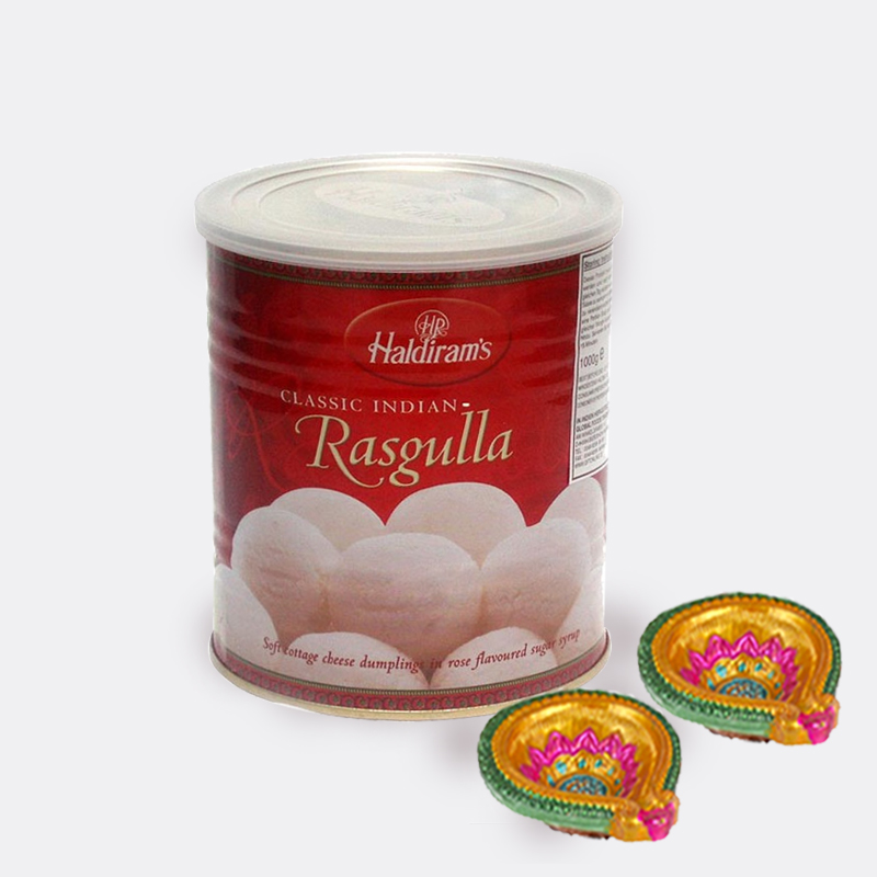 Rasgulla with Diwali Diya