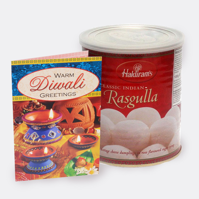 Rasgulla with Diwali Card