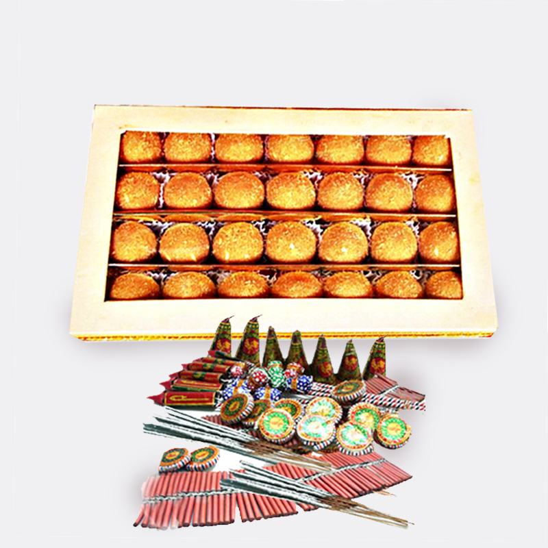 Besan Ladoo with Diwali Fire Cracker