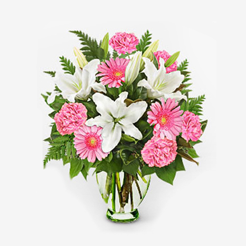 Fresh Flowers In Glass Vase