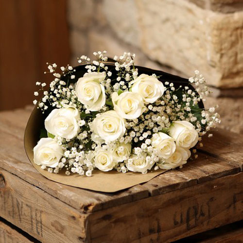 Dozen White Roses