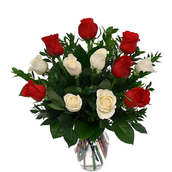 Red And White Roses Vase