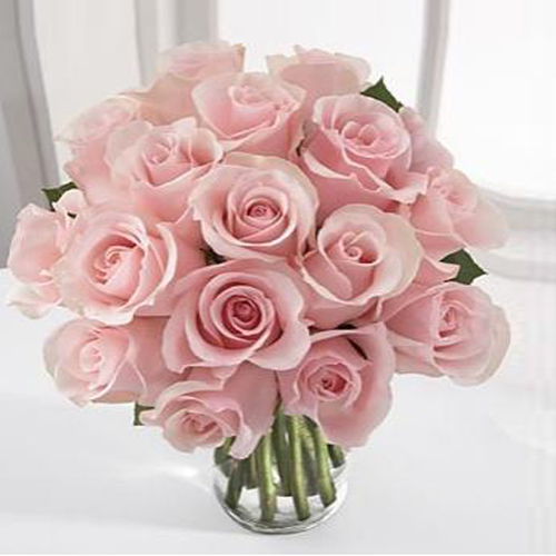 Vase of 15 Pink Roses
