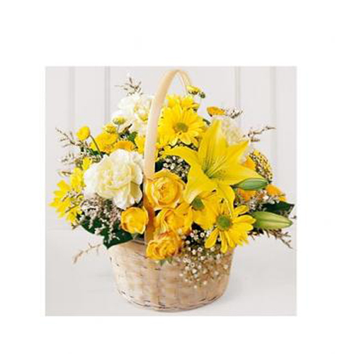 Basket of Brighten yellow flowers