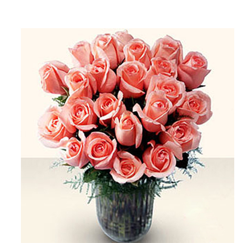Vase of 25 Pink Roses