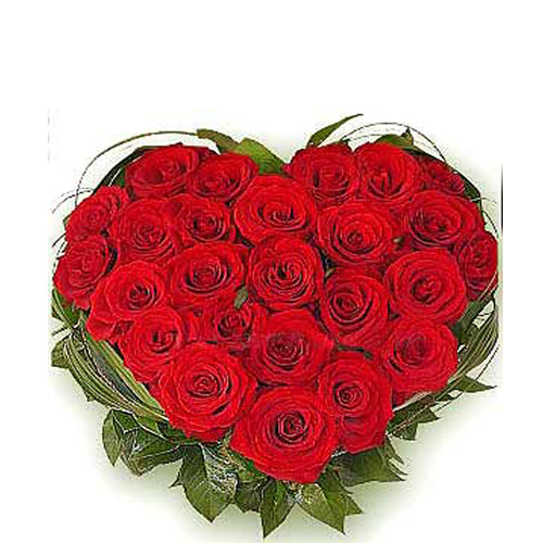 Heart Shape Arrangement of Red Roses