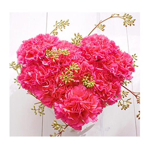 Heart Shape Arrangement of Pink Carnations