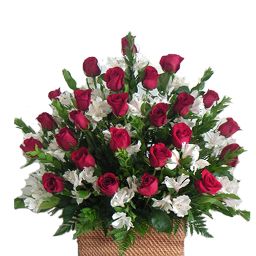 Basket of 25 Red Roses