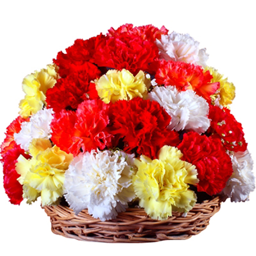Basket Of 20 Fresh Carnations