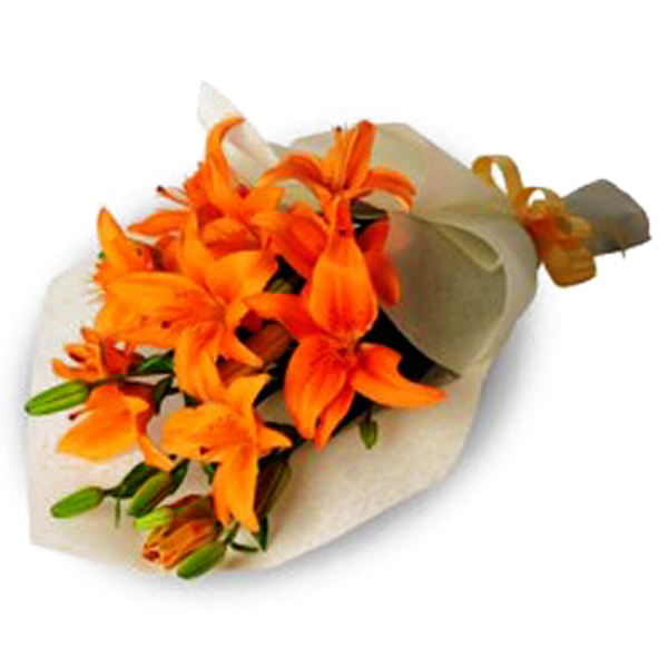 6 Orange Lilies Bouquet