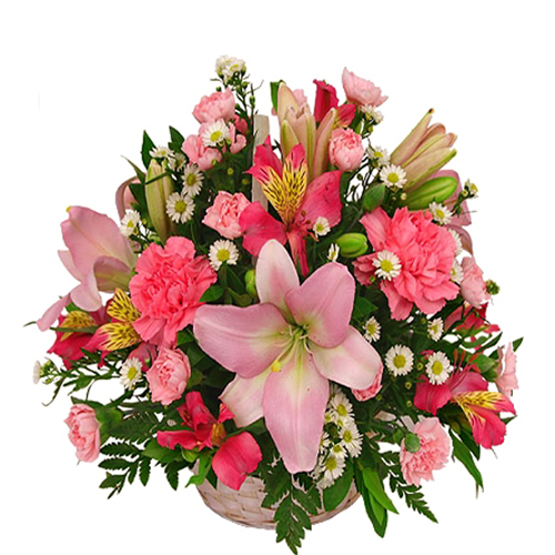 Pink Seasonal Flowers Basket