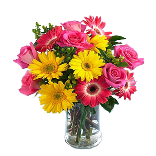 Vase Arrangement Of 15 Flowers