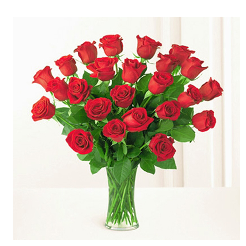 Vase Arrangement Of 24 Red Roses