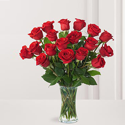 Two dozen Red Roses in vase