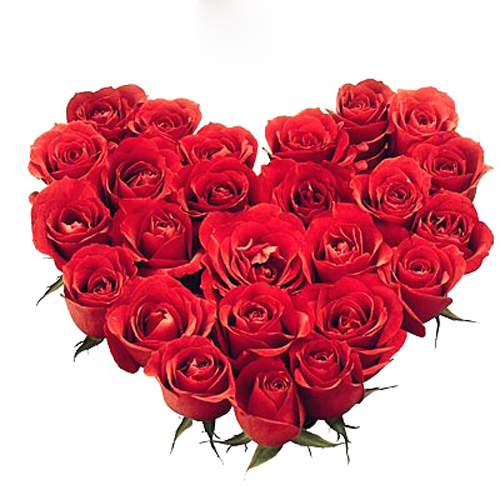 30 Red Roses In Heart Shape Basket