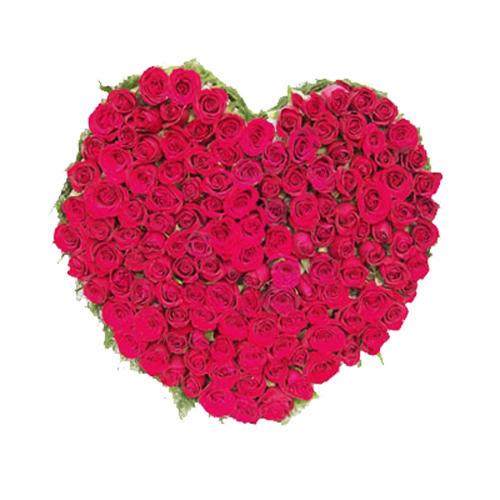 100 Red Roses In Heart Shape A Basket