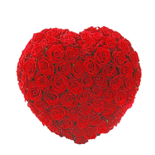 Heart Shape Arrangement of 60 Red Roses