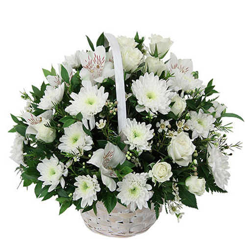 Basket of 25 White Flowers