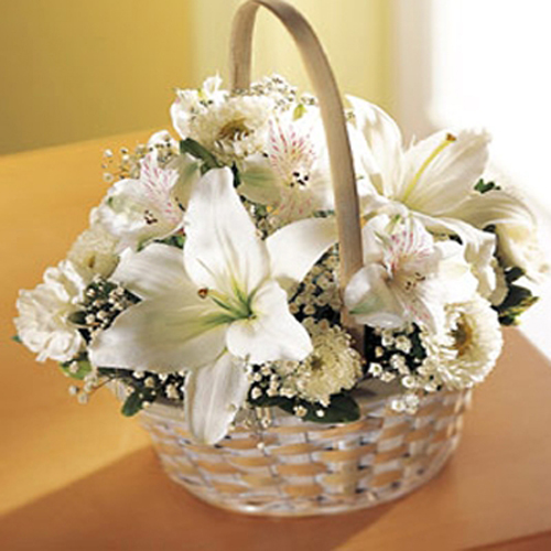 White Flowers Basket