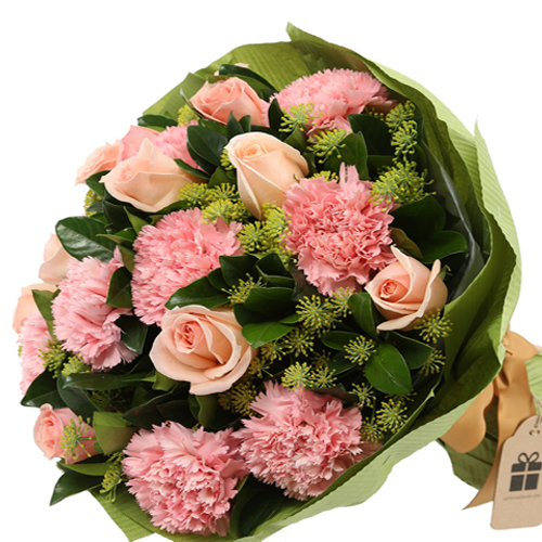 20 Pink Roses And Carnations Bouquet