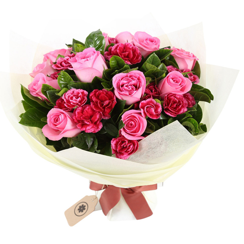 Bouquet of Pink Carnation and Pink Roses