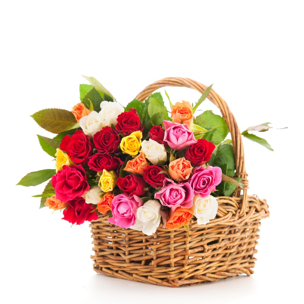 Mix Color Roses Basket
