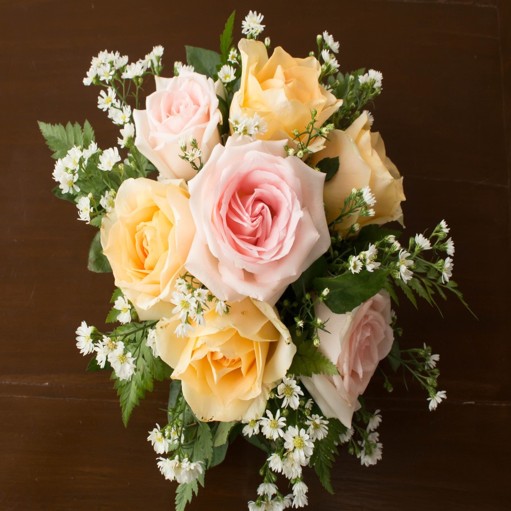 Pink And Yellow Roses Bouquet