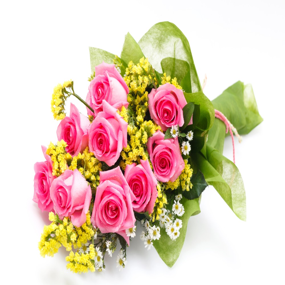 Lovely 10 Pink Roses Bouquet