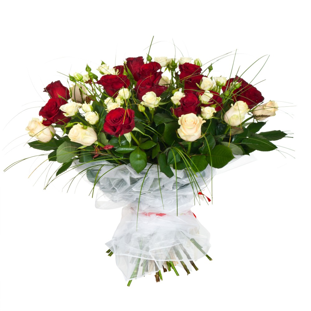 Bouquet of Red And White Roses