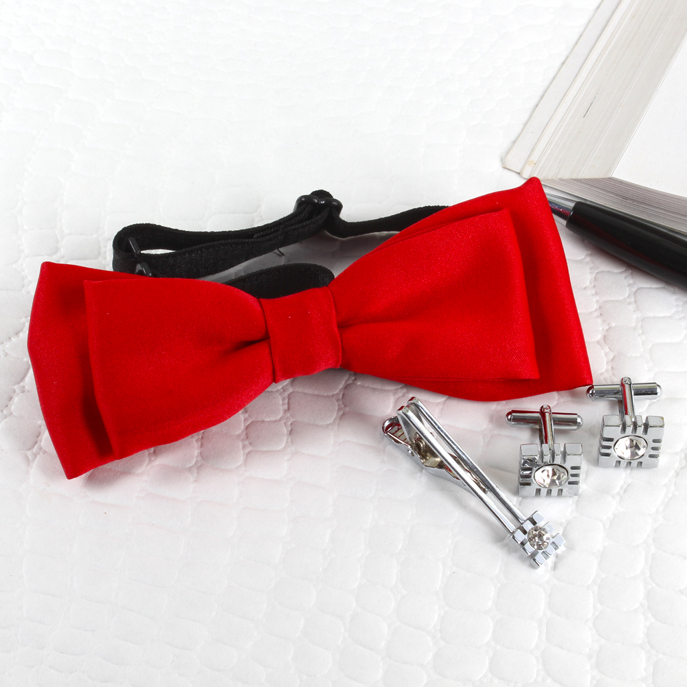 Red Bow Tie and Cufflink Set