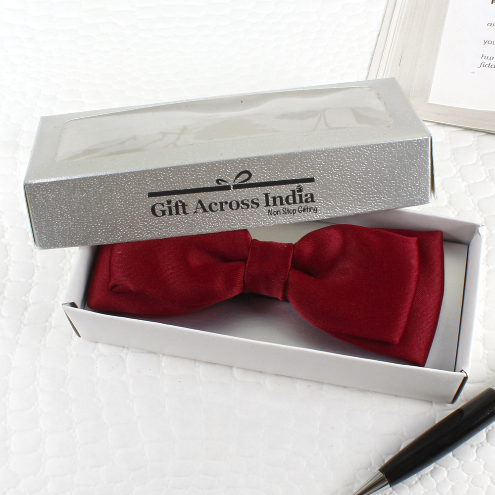 Marron Polyester Dual Bow with Eye Design Cufflink