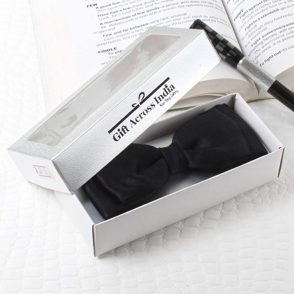 Black Bow Tie with Royal Cufflinks