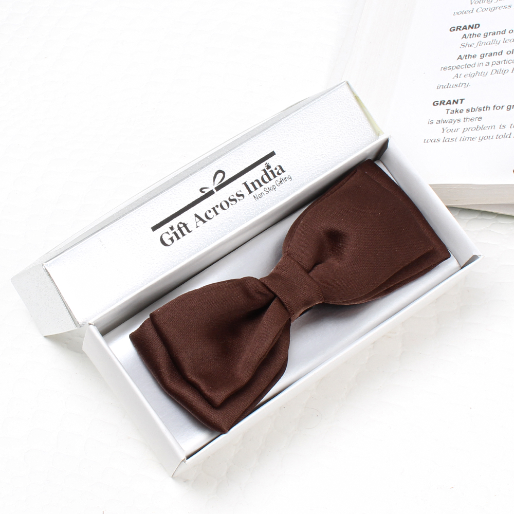 Polyester Brown Bow Tie and Cufflink Set