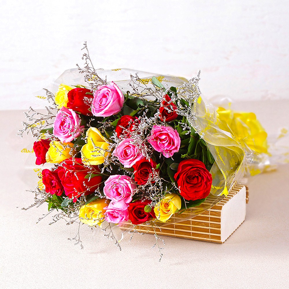 Garden Fresh Twenty Colorful Roses Bunch