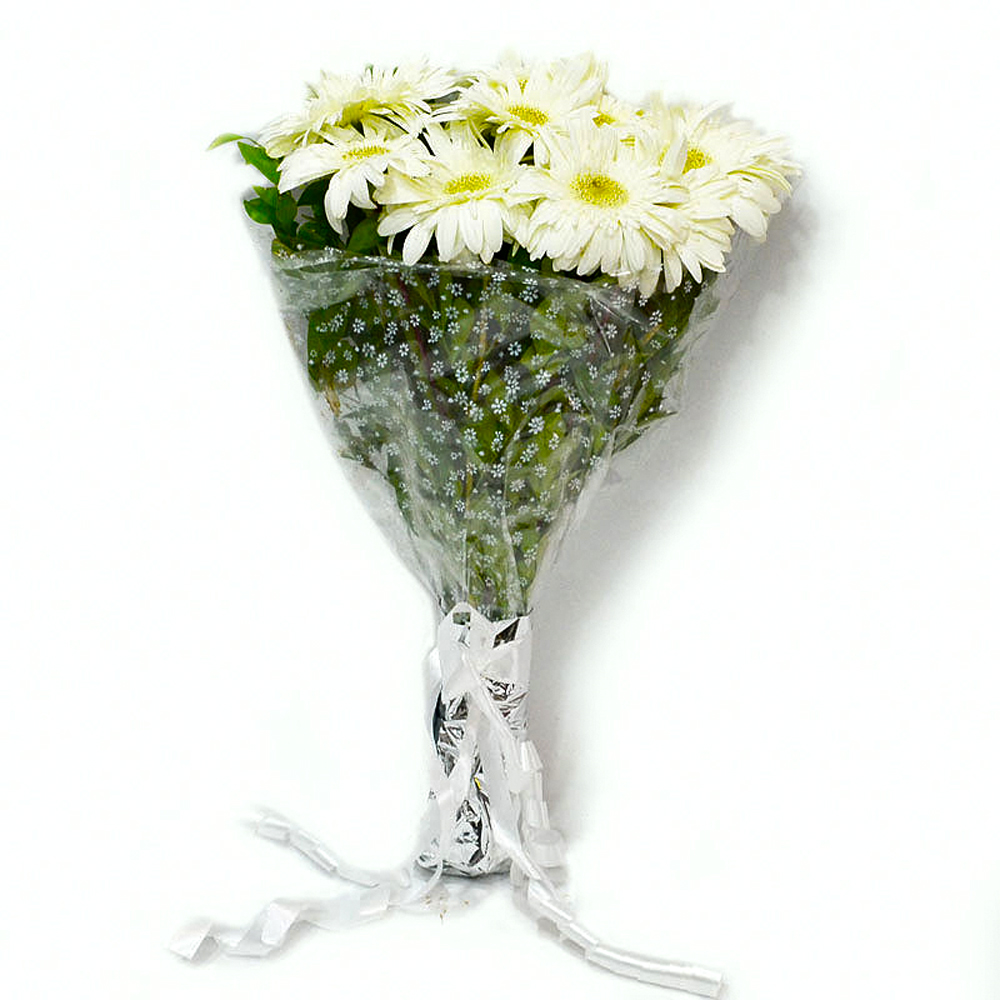 Bouquet of Ten White Gerberas