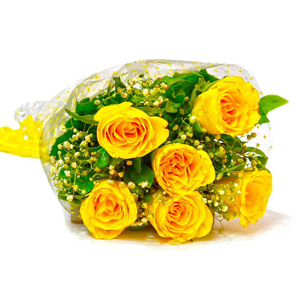 Six Stem of Yellow Roses Bouquet